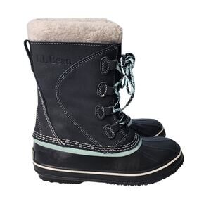 L.L. Bean Womens Suede Duck Winter Snow Boots Lace Up Felt Lined Waterproof 7 M